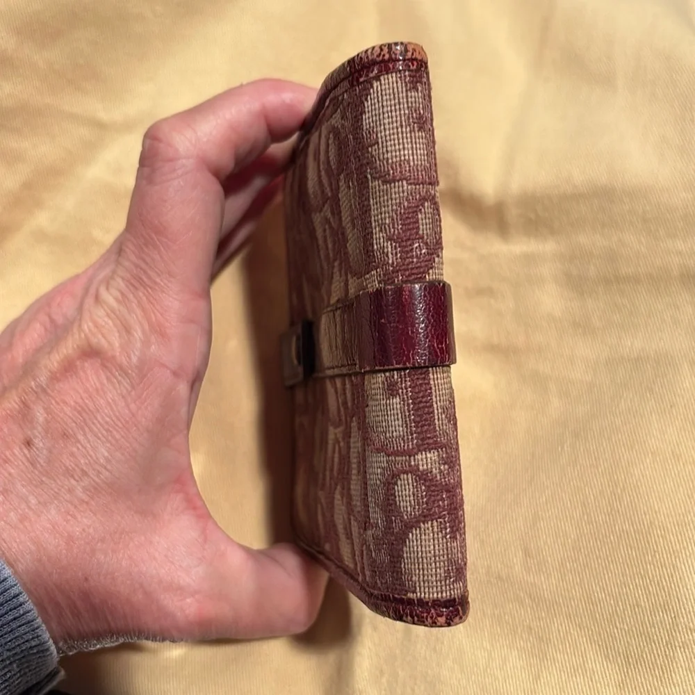 Rare! Christian Dior Red Vintage Trotter Wallet Elegant Compact Design